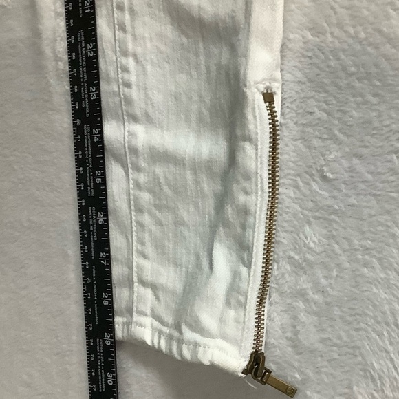 Tory Burch Cropped Slim Jeans White Size 25 Zipper Ankle - Picture 6 of 8